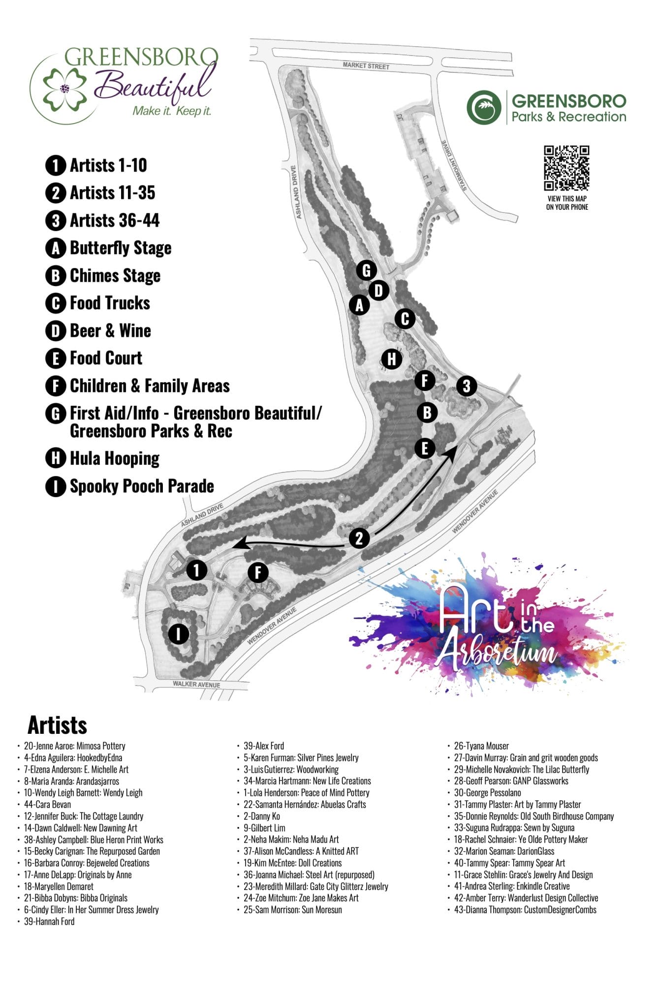 AIA Artists A frame map 2026 AIA Artists A frame map 2026