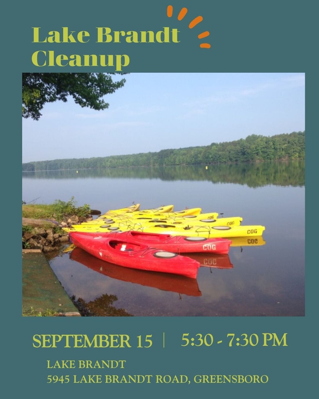 Kayaks at Lake Brandt for a kayaking cleanup
