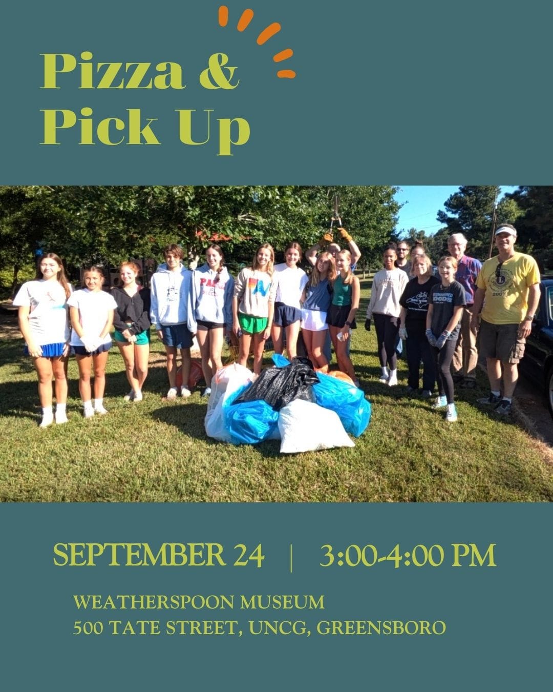 UNC Greensboro Pizza and Pick-Up litter cleanup