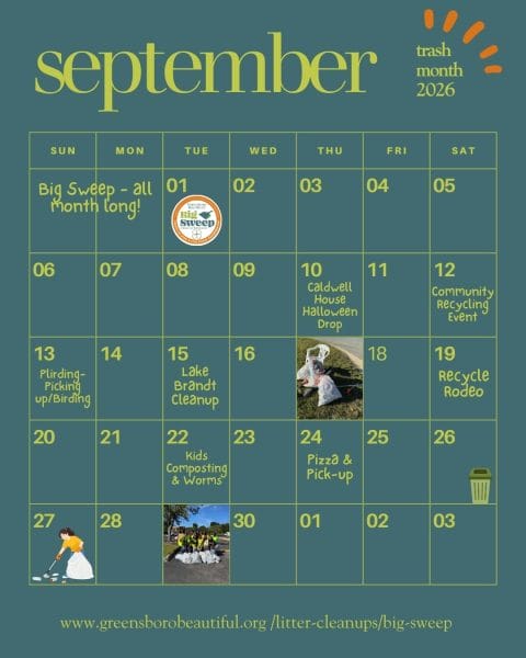Trash Month Calendar Starting August 1